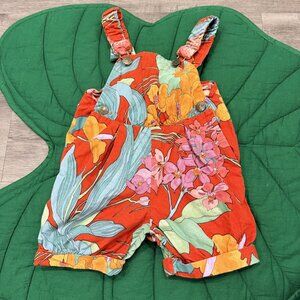 Vintage Chocolate Soup Toddler 3T Floral Overalls Orchid Anthurium Tropical